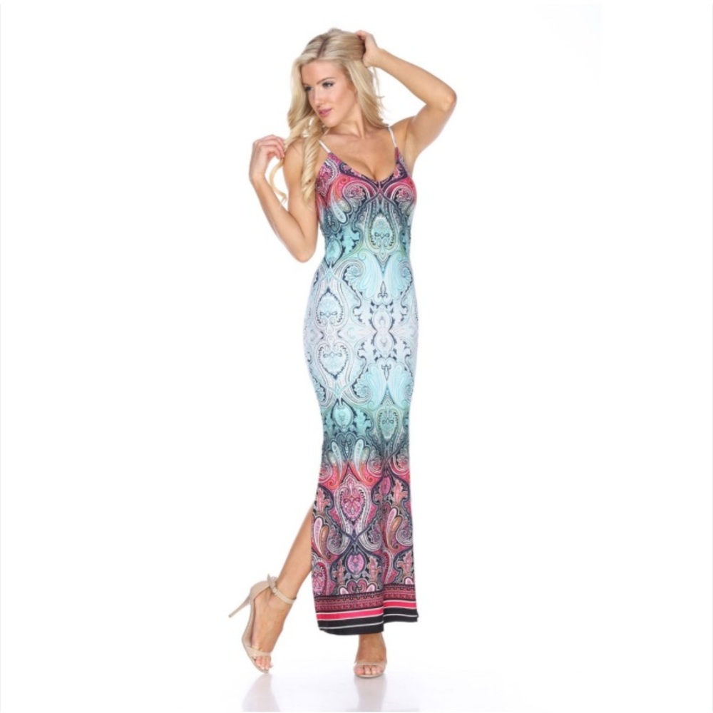 Gorgeous WM 'Nila' Maxi Dress w/Spaghetti straps and. Side Slits Size Medium